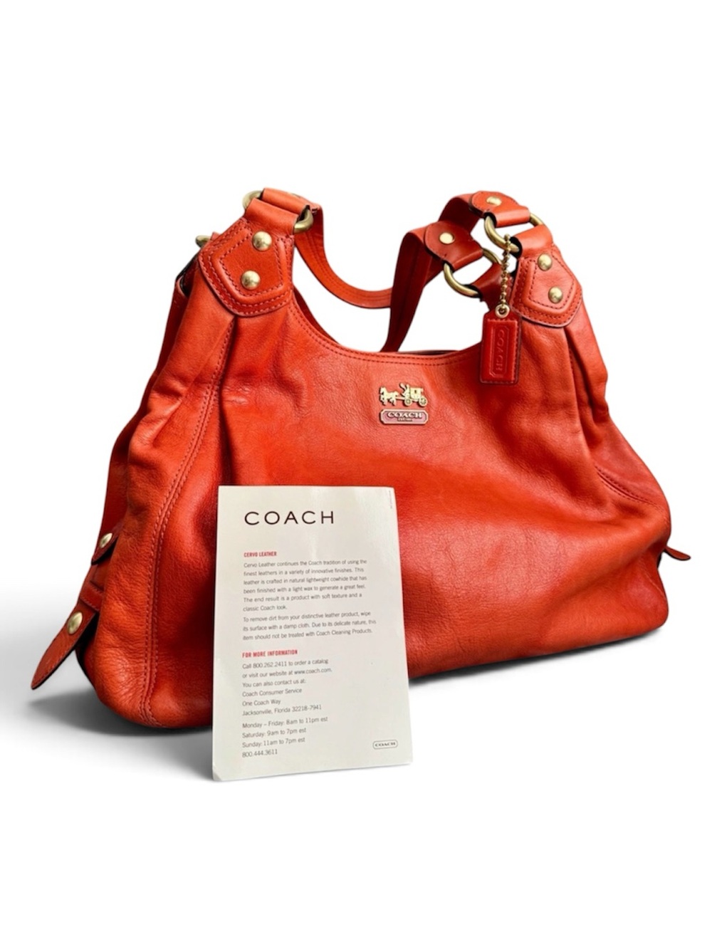 Coach Madison Maggie 14336 Orange Cervo Leather Hobo Shoulder Bag Y2K Vintage